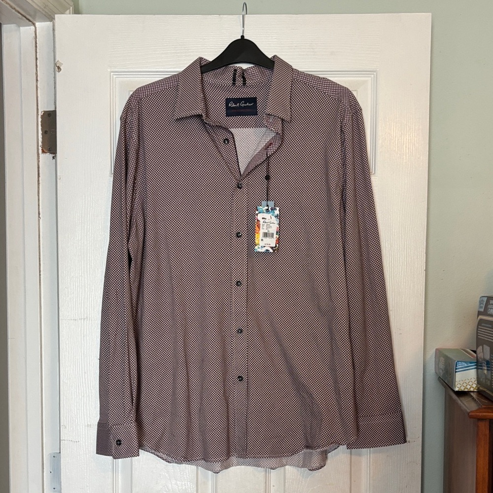 NWT Robert Graham Men's Burgundy Patterned Button Down Shirt